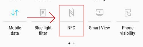 Turning on NFC in the Android quick settings menu
